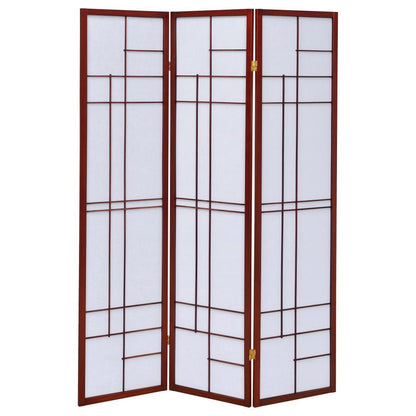 Katerina - 3-Panel Room Divider Folding Shoji Screen - Cherry