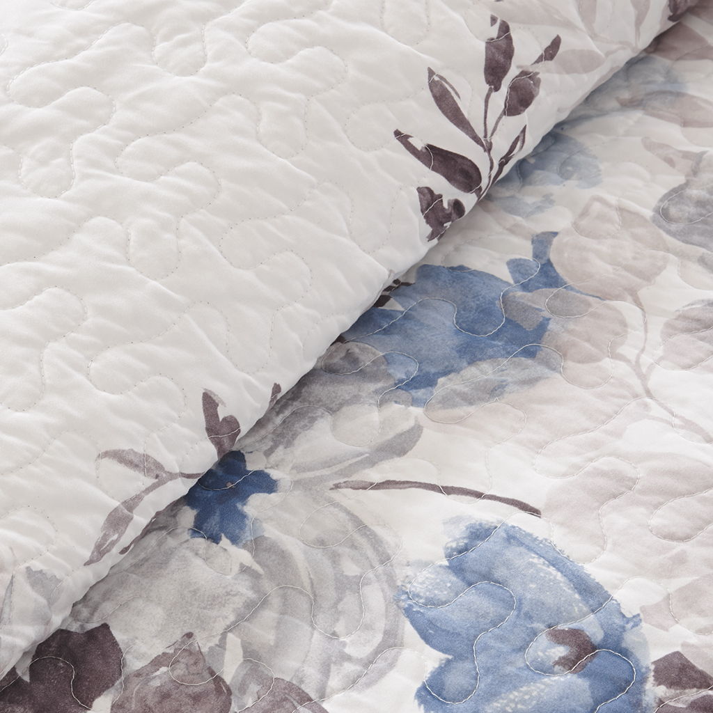 Luna - 6 Piece Reversible Coverlet Set - Blue