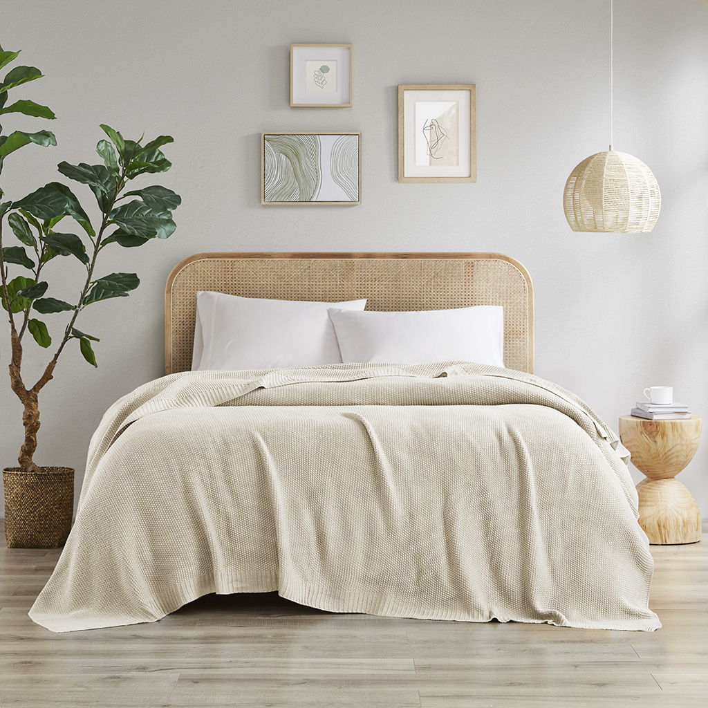 Bree Knit - Knit Blanket - Ivory