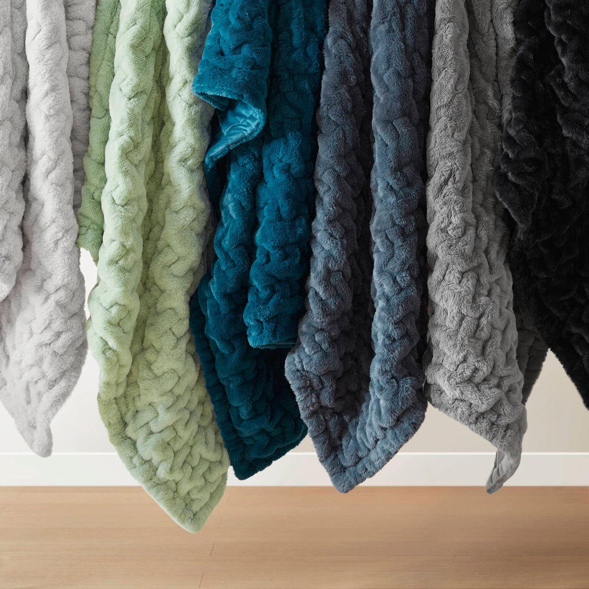 Ruched Fur - Throw - Slate Blue