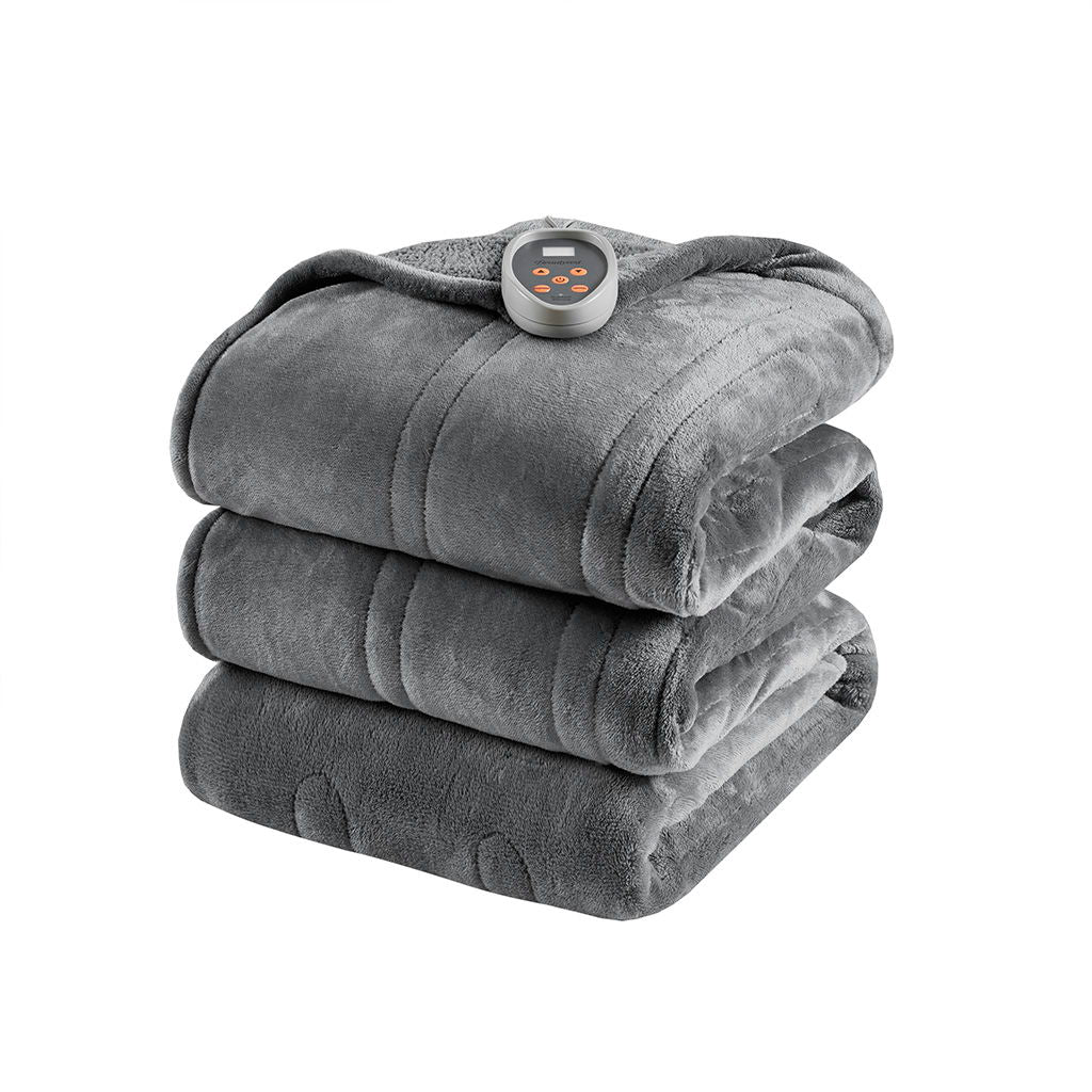 Heated Microlight to Berber - King Blanket - Gray
