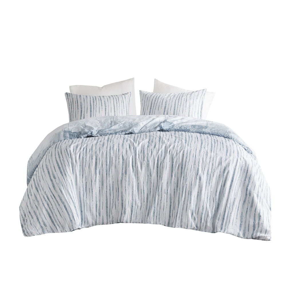 Brush Stroke - King 3 Piece Oversized Reversible Duvet Cover Mini Set - Blue