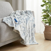 Zuri - Oversized Faux Fur Heated Throw - Gray / Blue