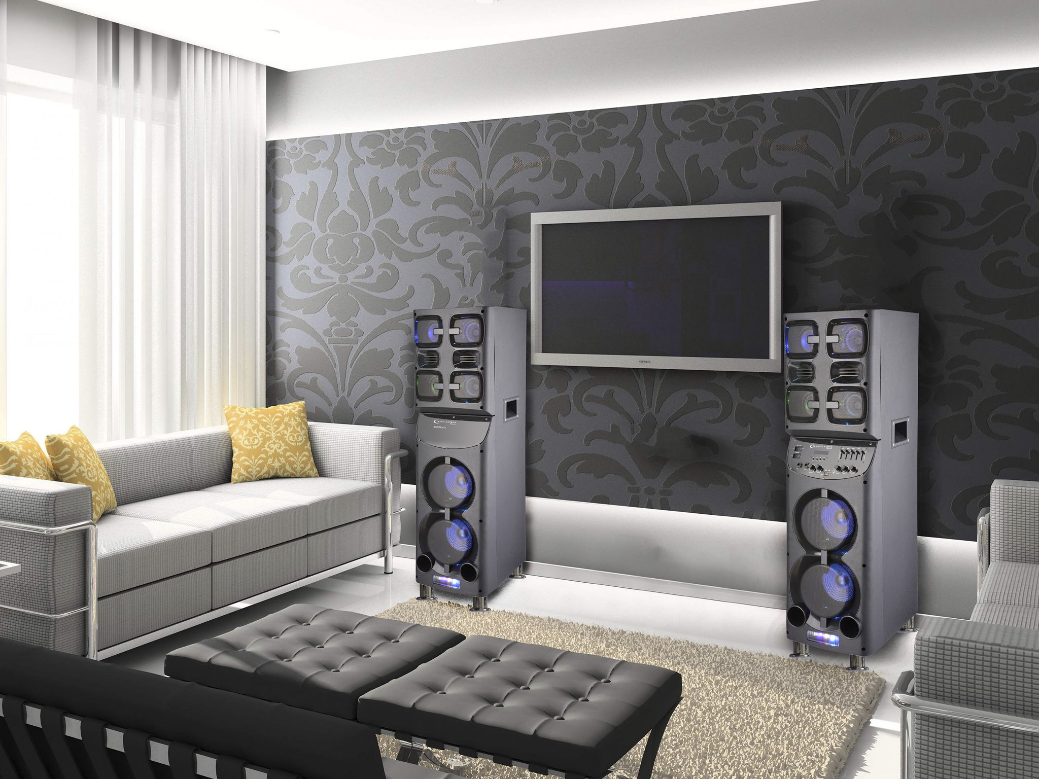 Pair Of Bluetooth Speakers 3000 Watts - Dark Gray