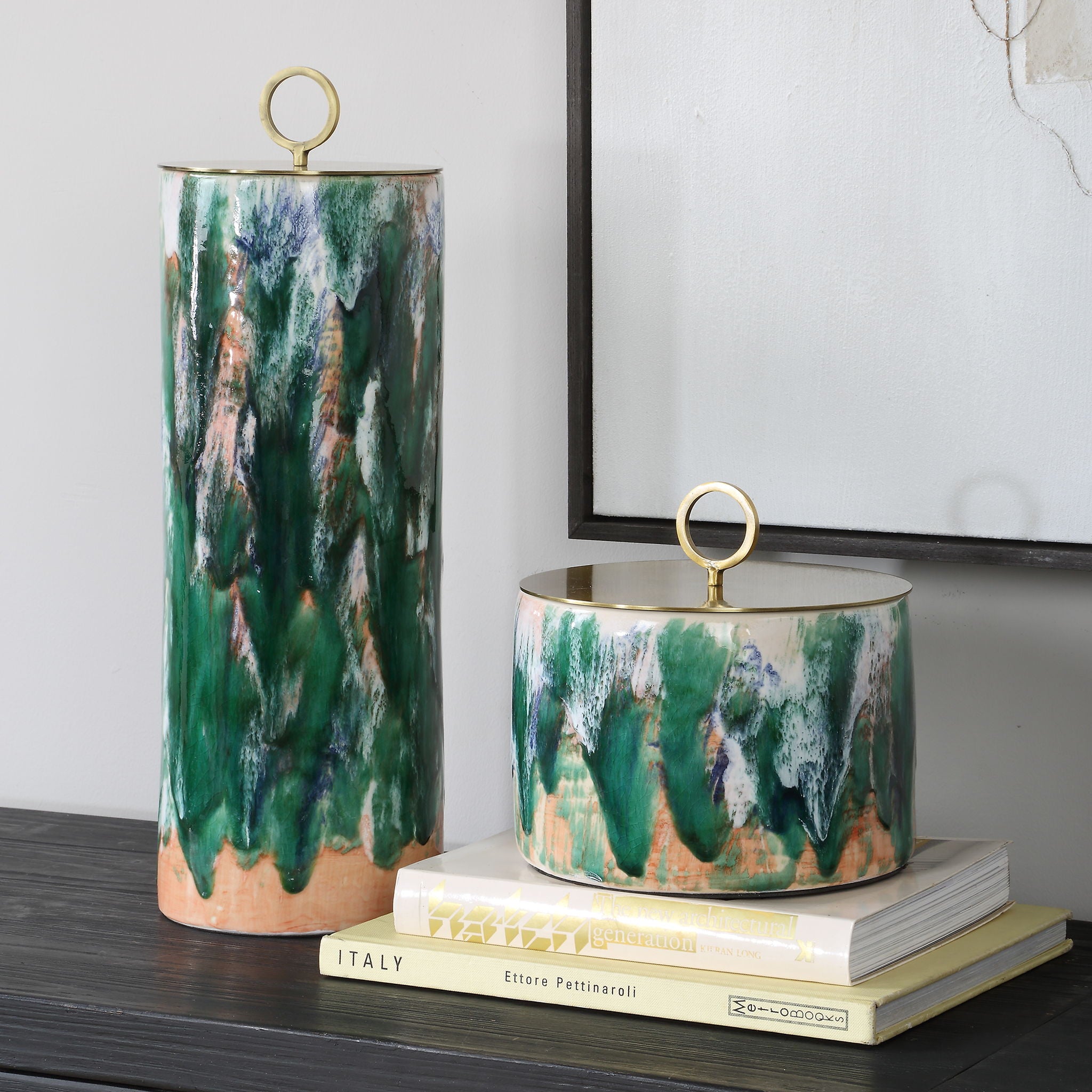 Sylvie - Ceramic Containers (Set of 2) - Green
