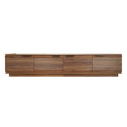 TV Stand, Entertainment Center With Fluted Door & Cable Management, Soft Closing Hinges - Walnut