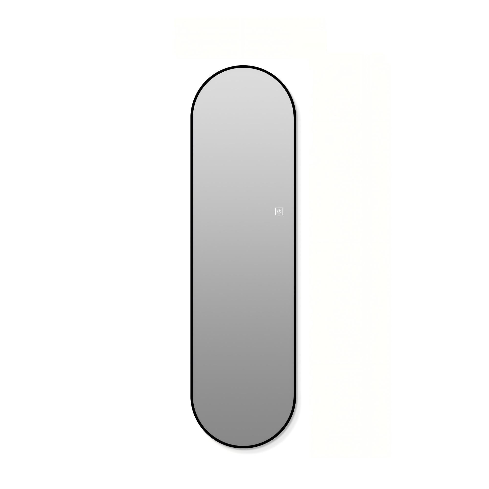 Capsule Shaped Dimmable LED Full Length Wall Mirror With Frame - Silver