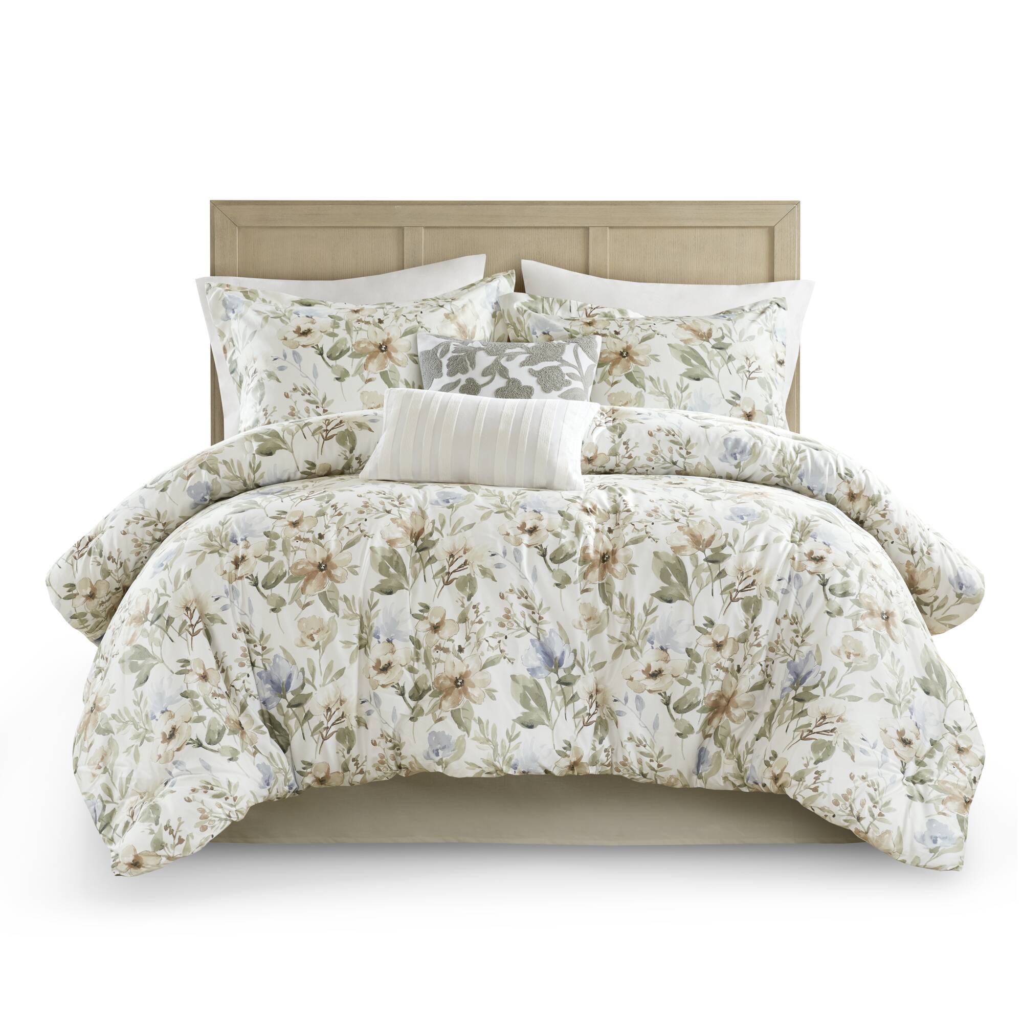Herbal - Queen 6 Piece Print Oversized Comforter Set - Multi