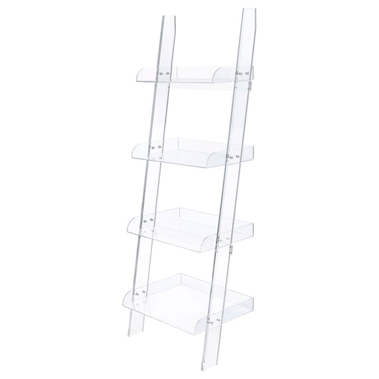 Cimarron - Ladder Bookcase With 4 Shelves - Clear