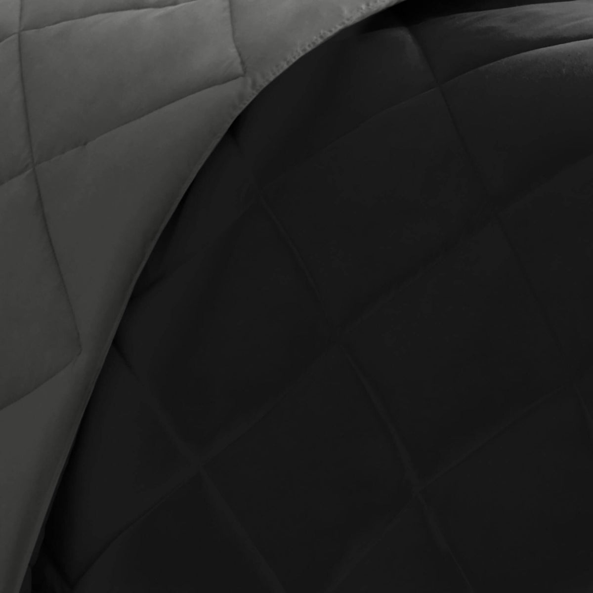 Larkspur - 3M Scotchgard Diamond Quilting Reversible Down Alternative Comforter Set - Black / Gray