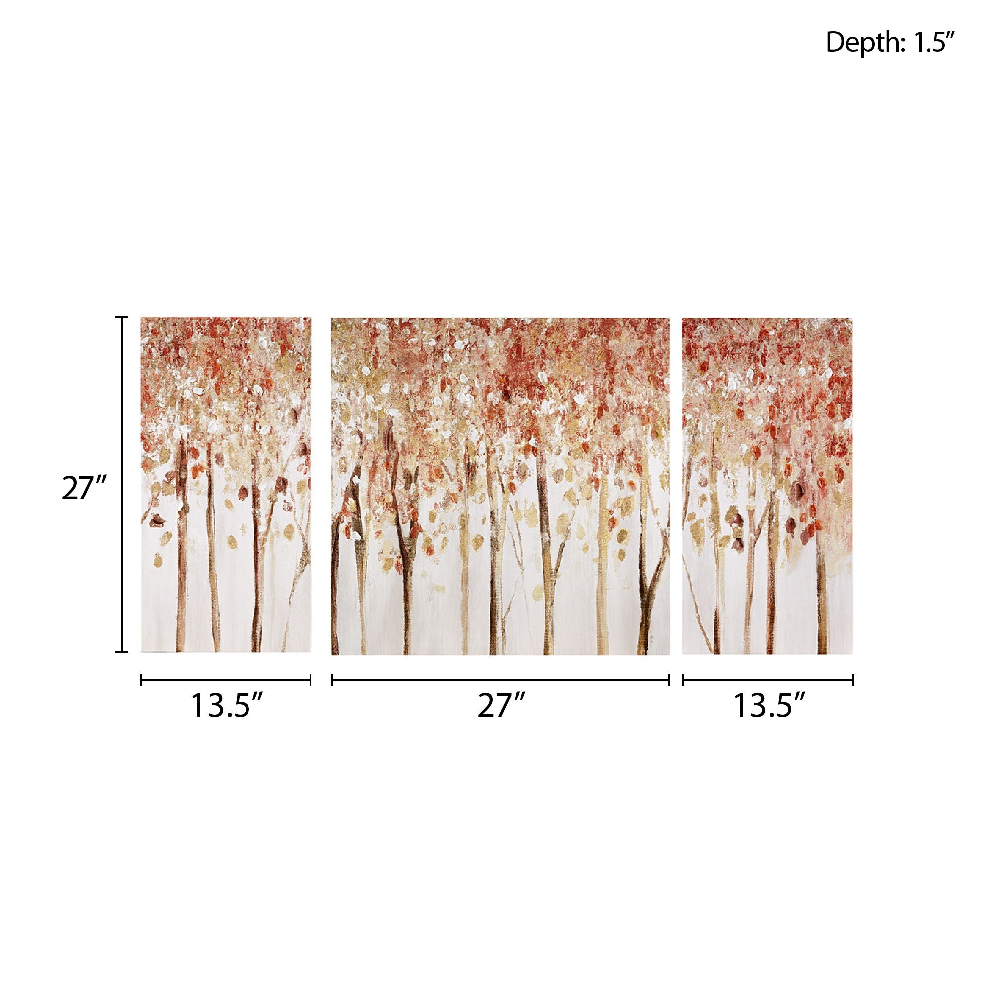 Autumn Forest - Canvas Art Palette Knife Embellishment (Set of 3) - Red