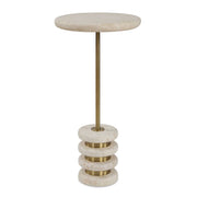 Adames - Travertine Drink Table - Brass / White