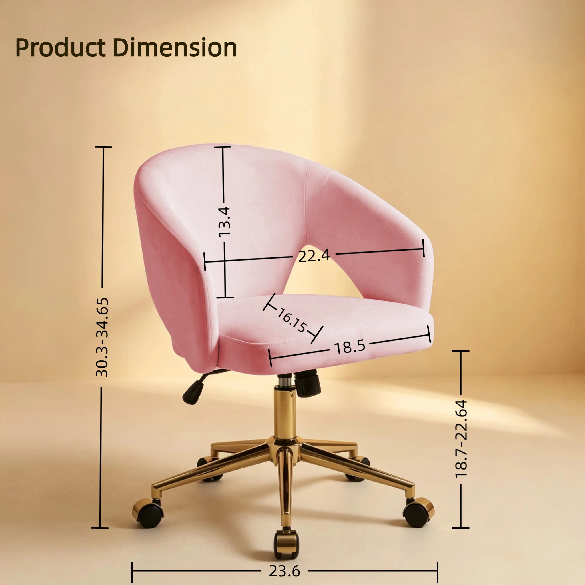 Ty - Office Adjustable Swivel Chair With Lumbar Support - Pink