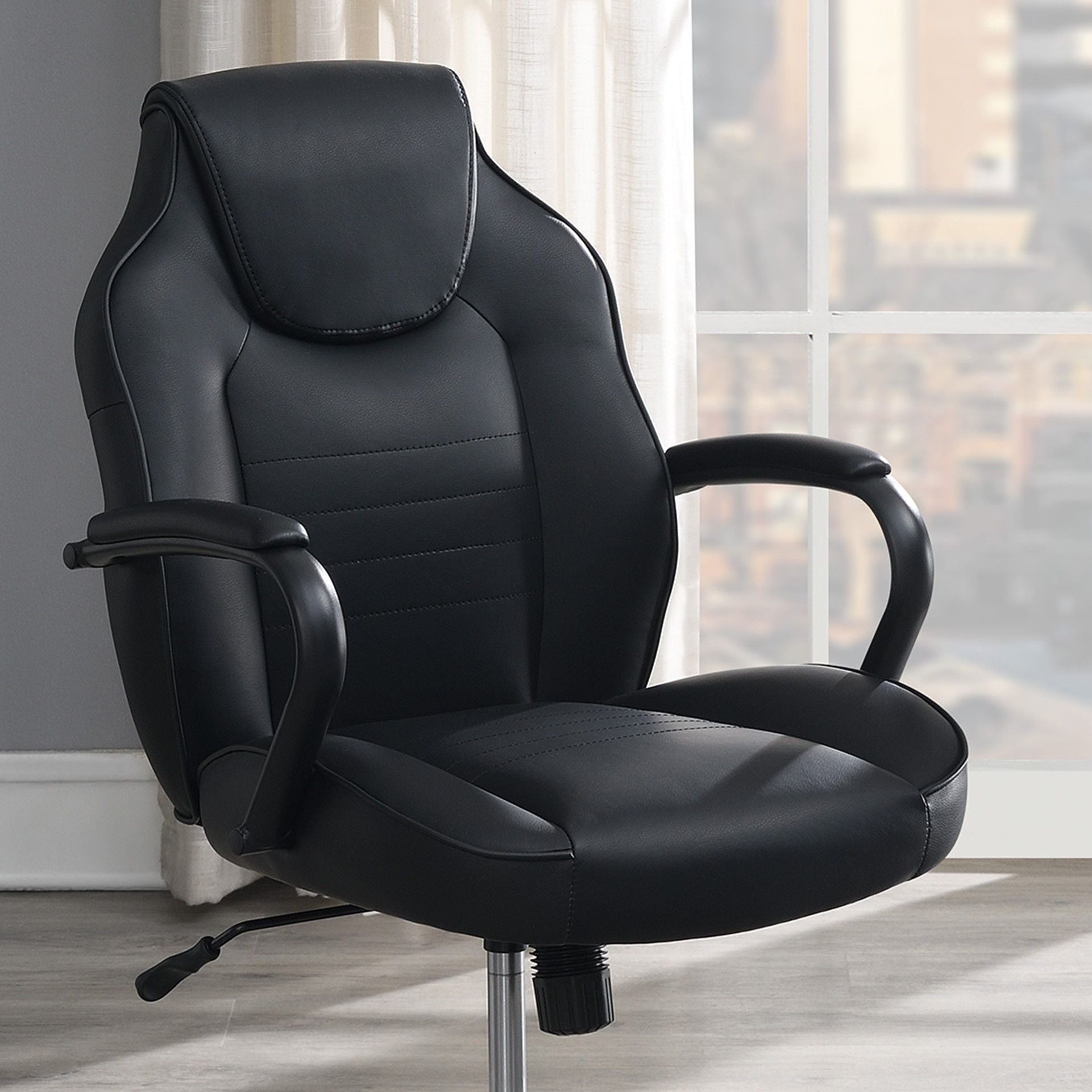 Gaming And Office Chair With Padded Arms, Adjustable Height