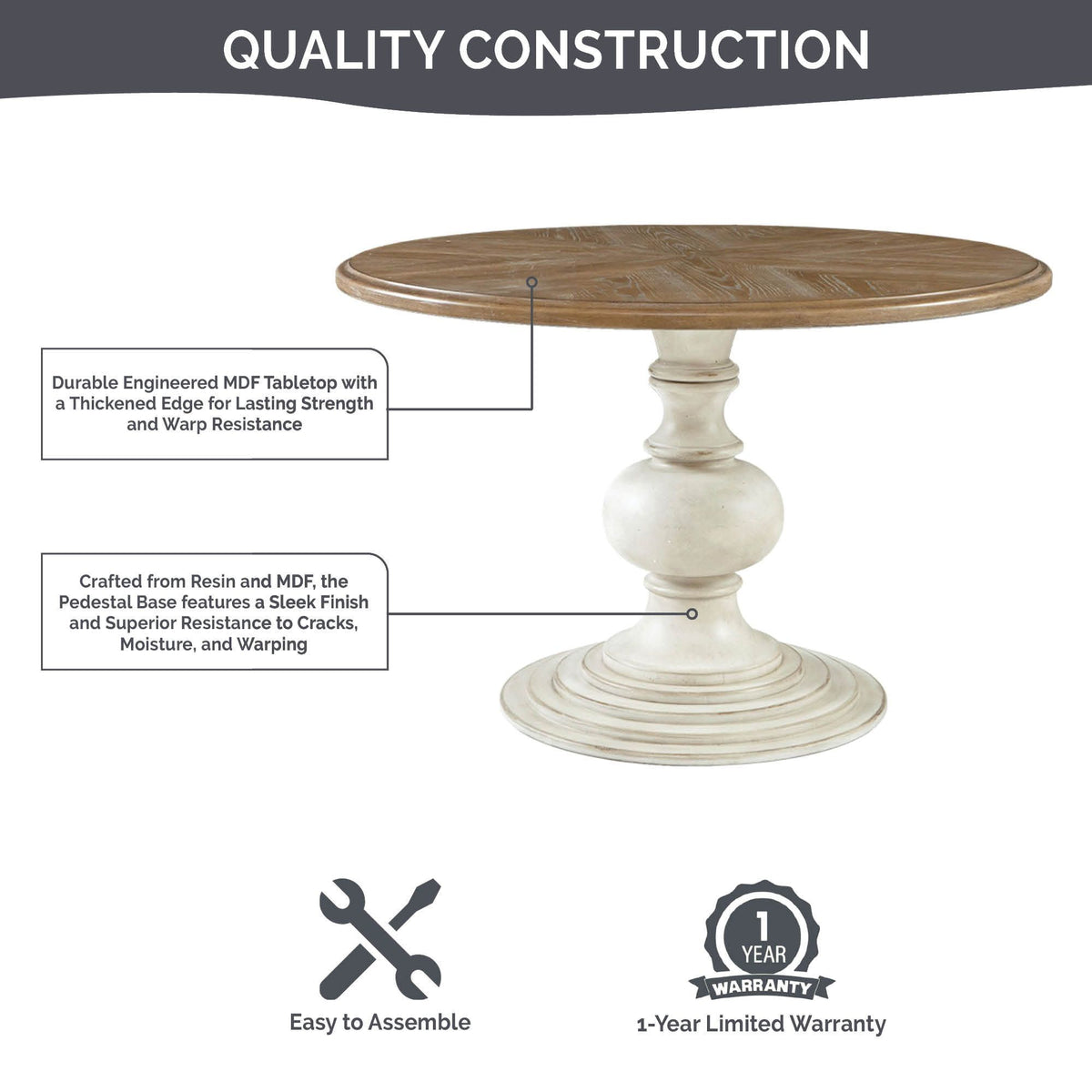 Lexi - Dining Table - Reclaimed Walnut / Antique Cream