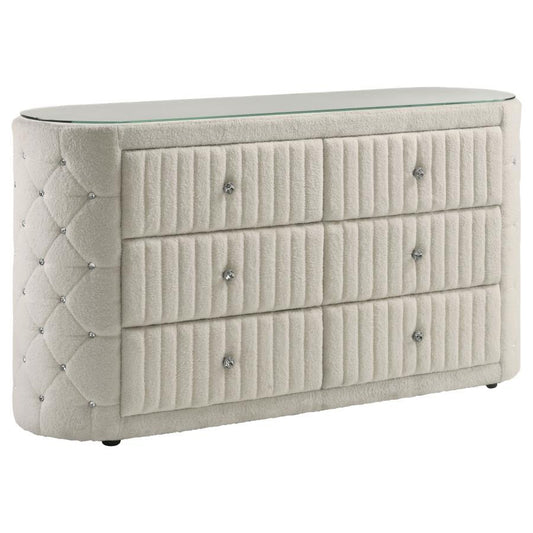 Sonya - 6-Drawer Upholstered Bedroom Dresser