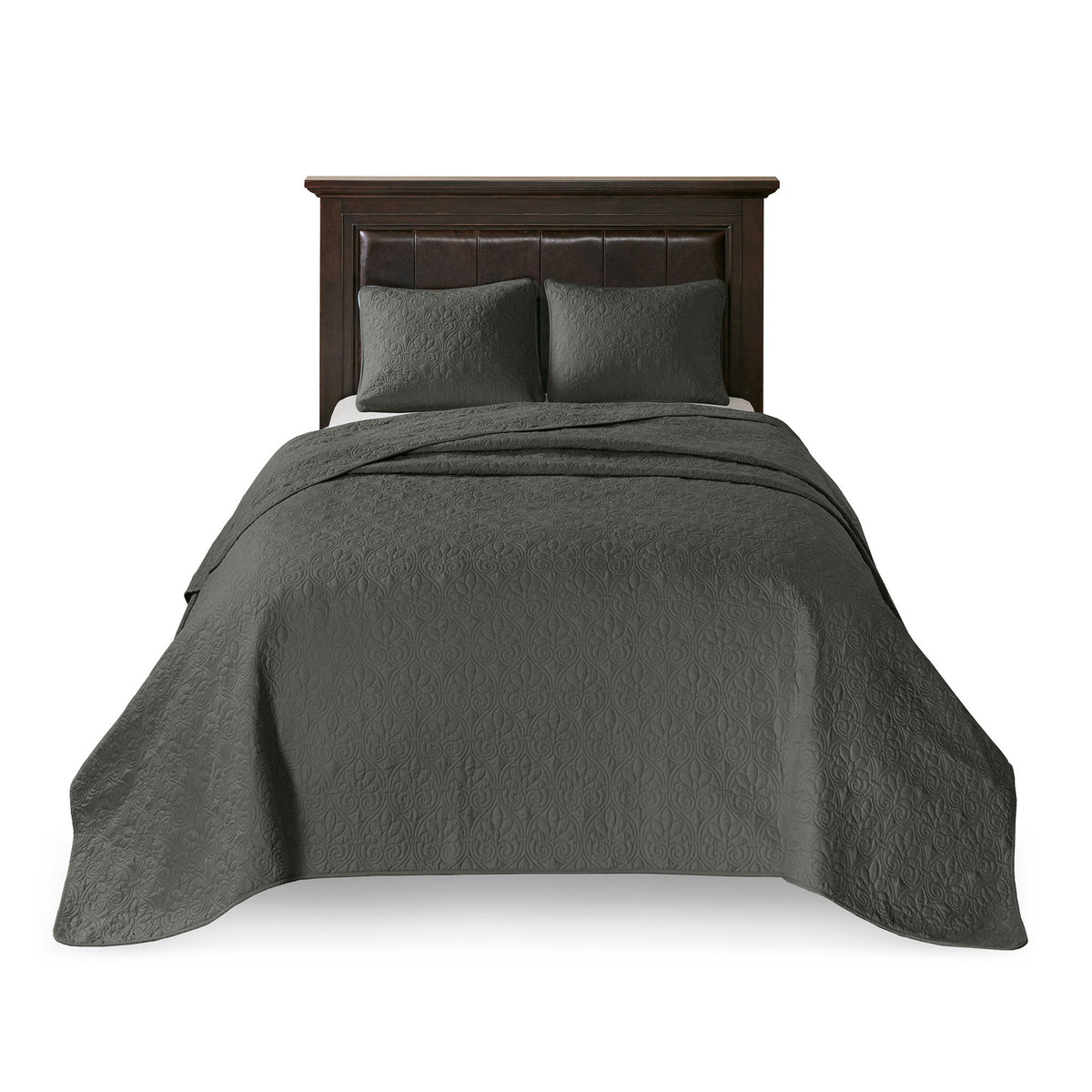Quebec - Queen Reversible Bedspread Set - Dark Gray