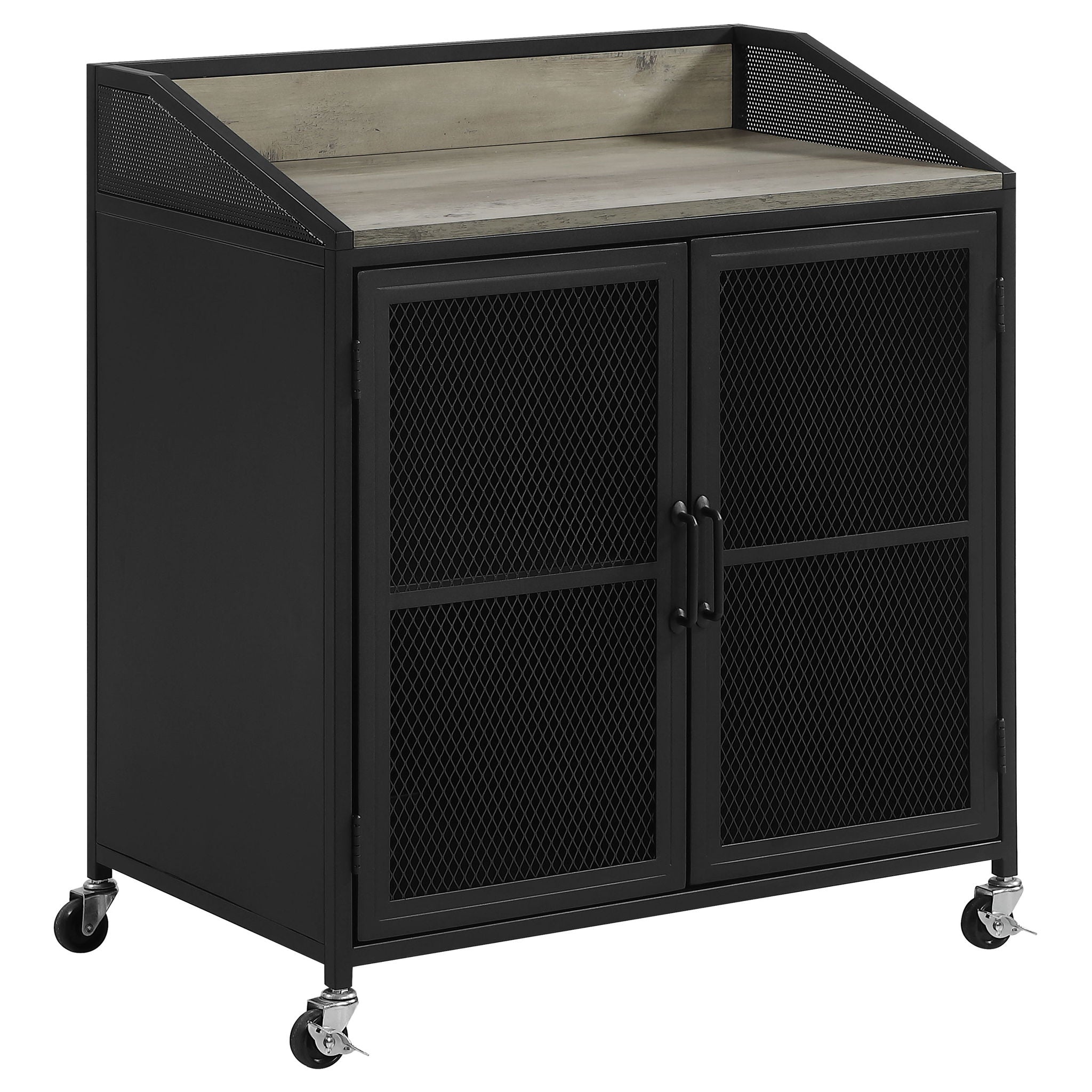 Arlette - 2 Door Mobile Home Bar Wine Cabinet With Smooth Rolling Casters - Black