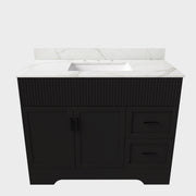 Bathroom Vanity Set, Fluted Cabinet, 3 Faucet Holes, Sink Included - Black