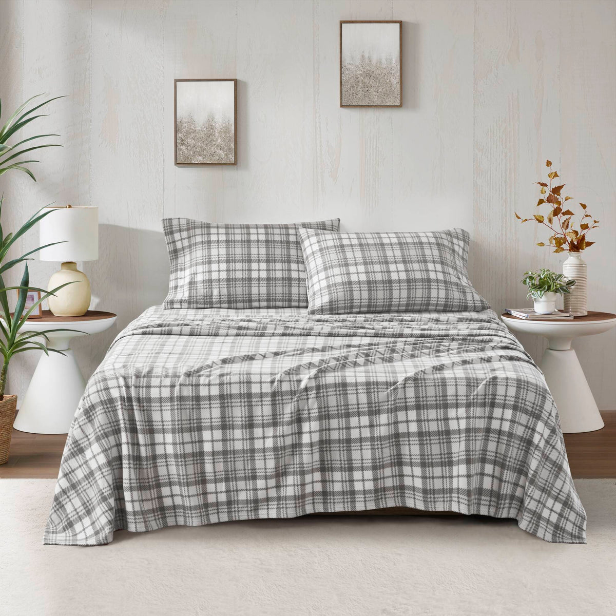 Micro Fleece - Sheet Set - Gray Plaid
