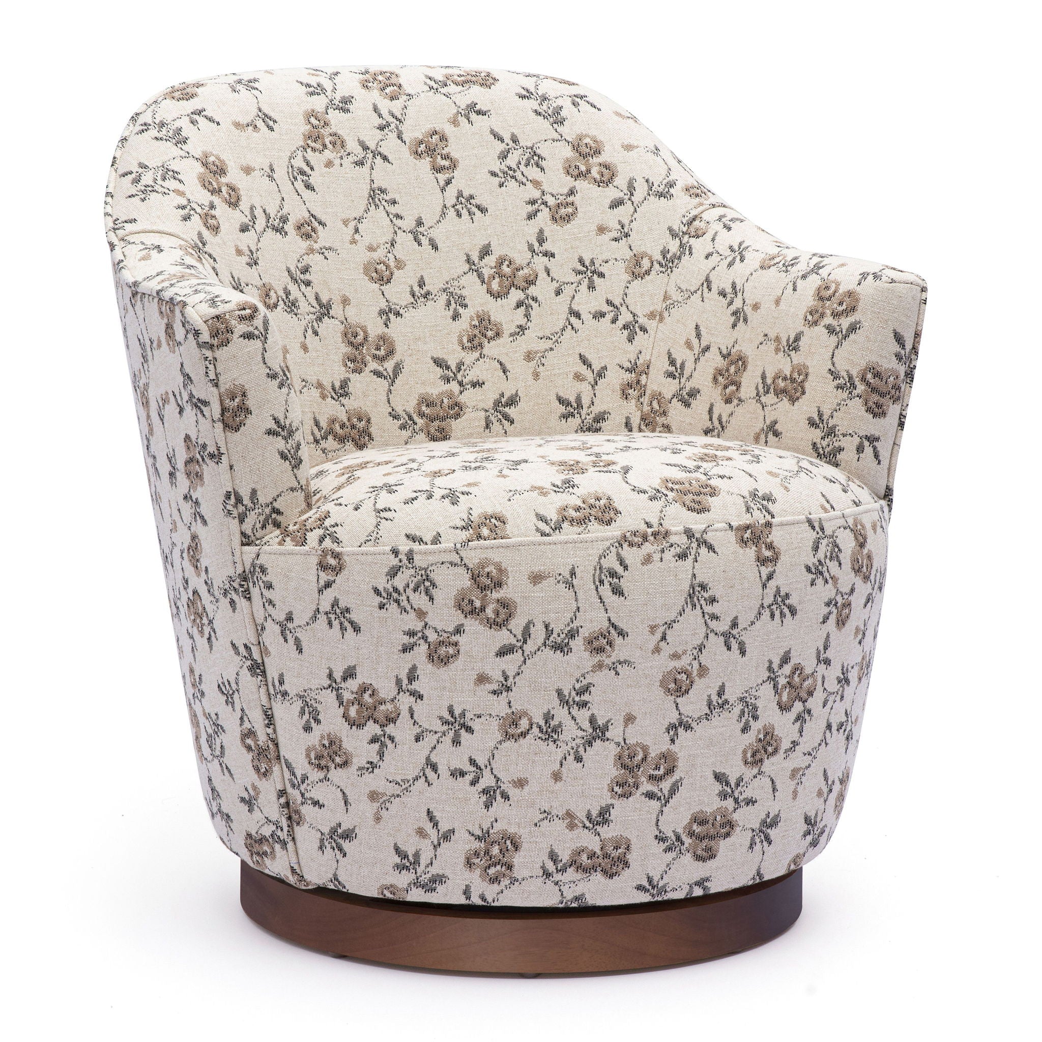 Skyla - Floral Jacquard Swivel Accent Chair - Beige