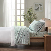 Cozy Flannel - Twin Long Printed Sheet Set - Seafoam Llama