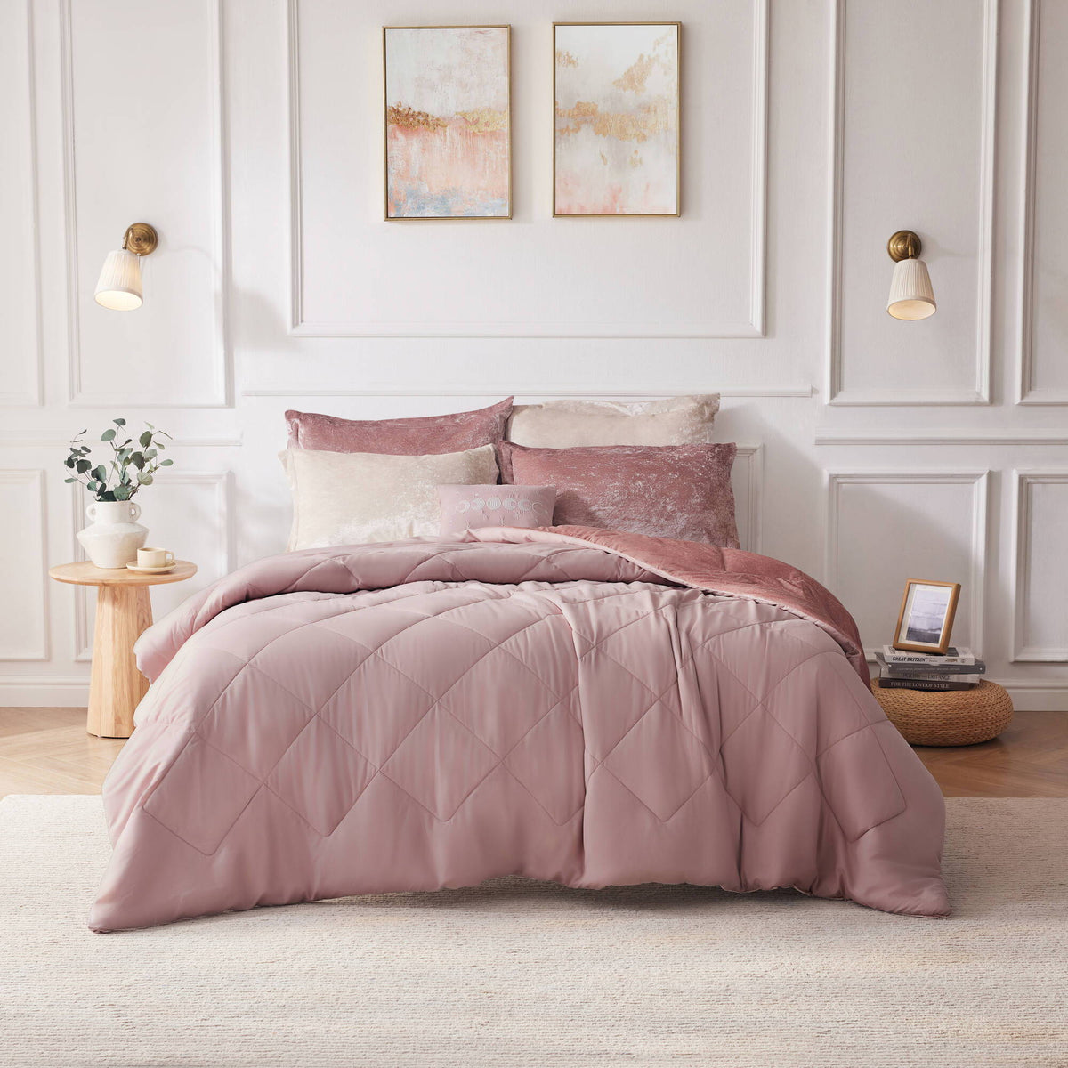 Felicia - King Comforter Set - Blush
