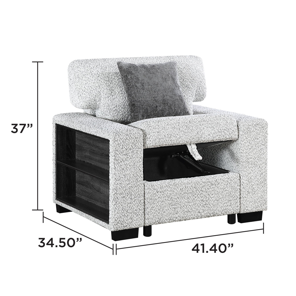 Prato - Chair With Storage And USB - Gray