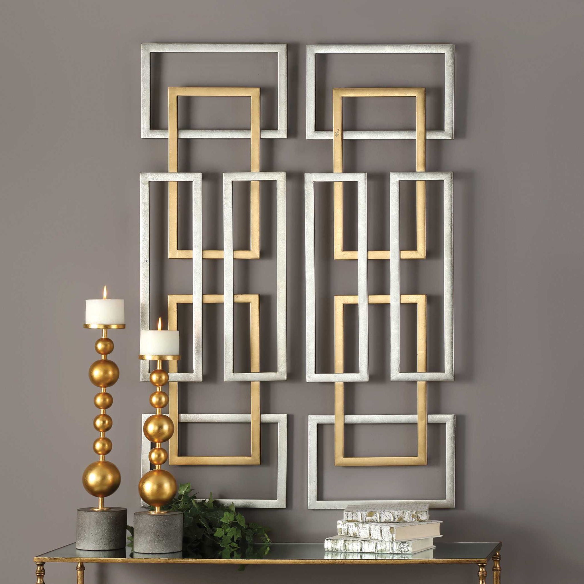 Aerin - Geometric Wall Art (Set of 2) - Gold