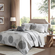 Knowles - California King Complete Reversible Coverlet And Sheet Set - Gray