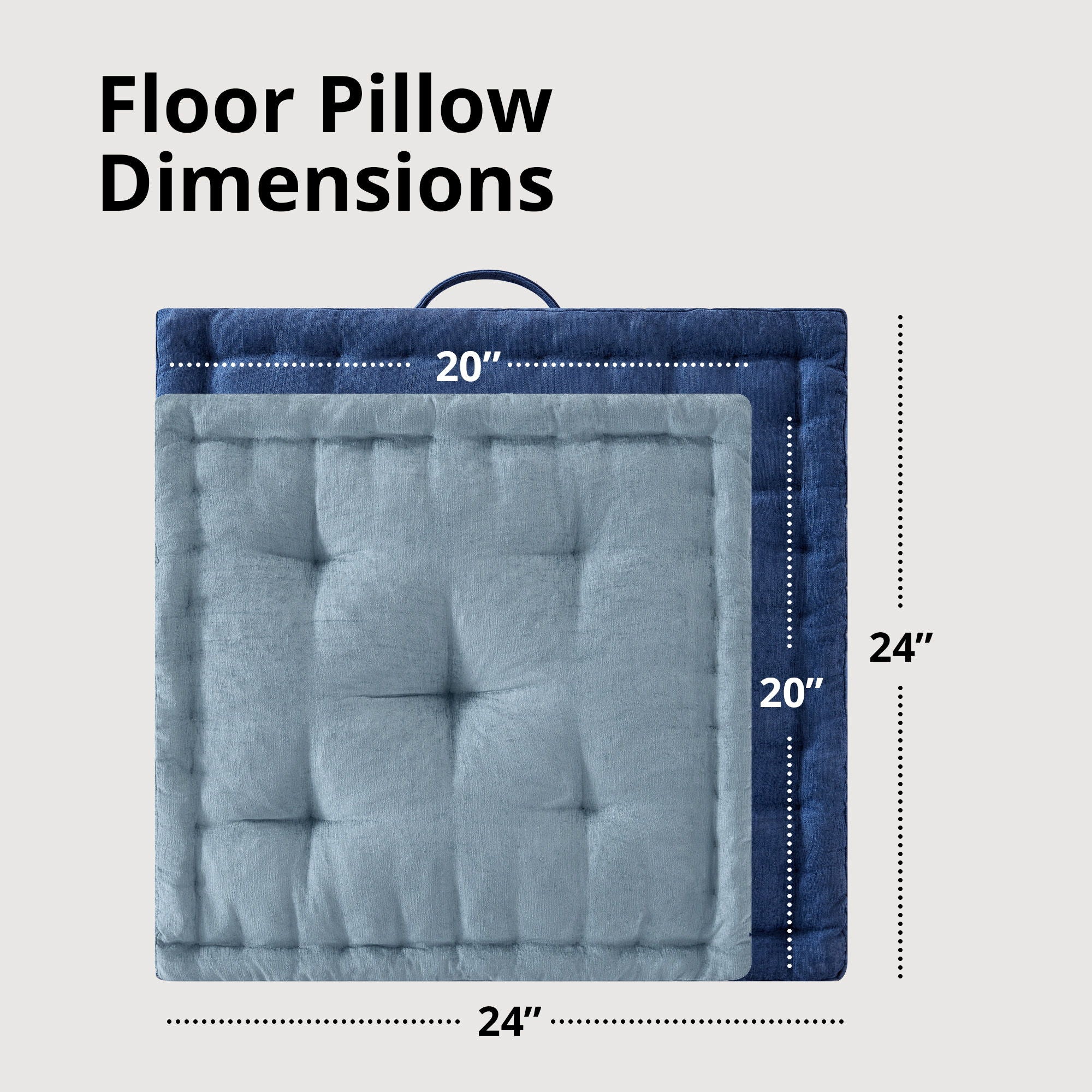 Azza - Poly Square Floor Pillow Cushion - Navy