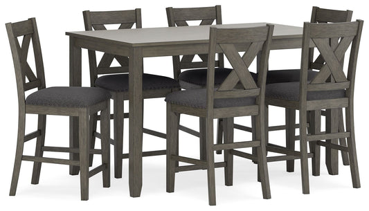 Caitbrook - Rect Drm Counter Table Set (Set of 7) - Gray