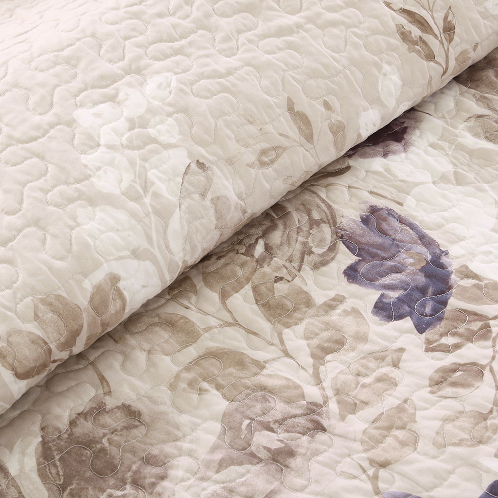 Luna - 6 Piece Reversible Coverlet Set - Taupe