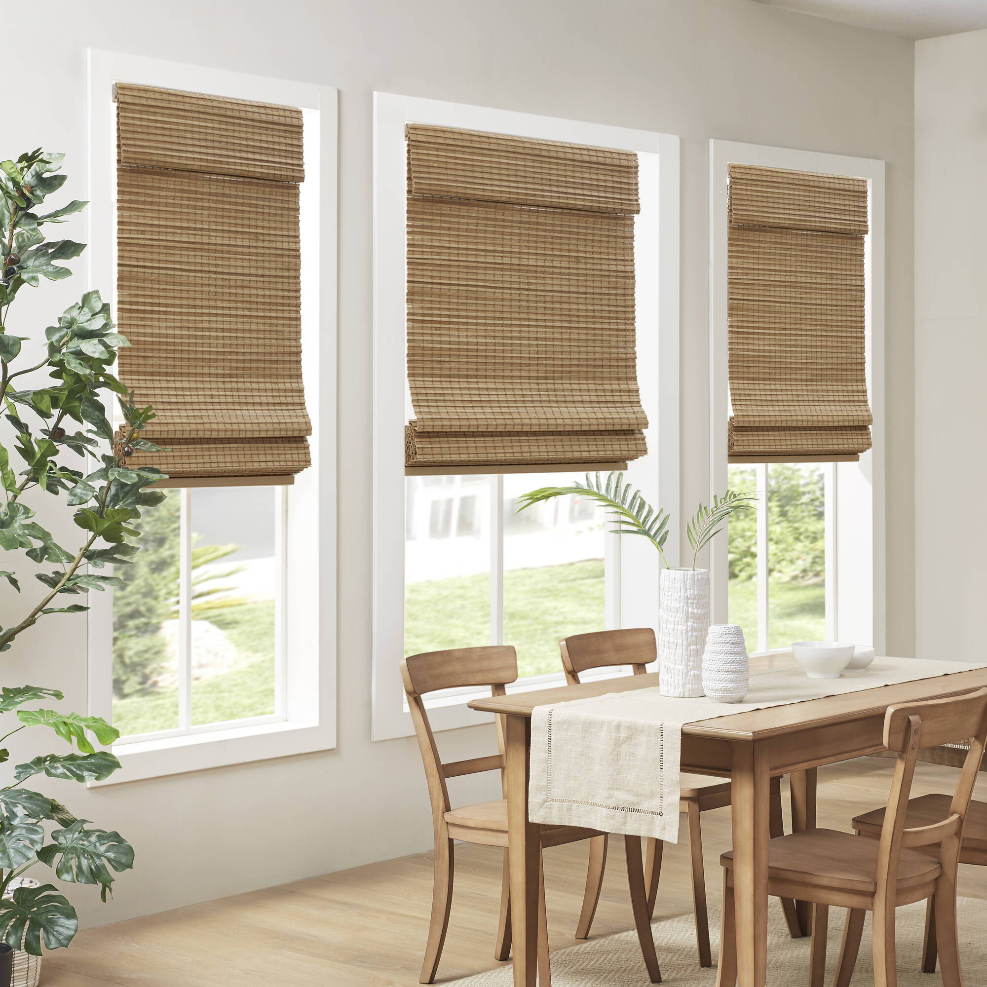 Eastfield - 29''x64" Bamboo Light Filtering Roman Shade 64"L - Neutral
