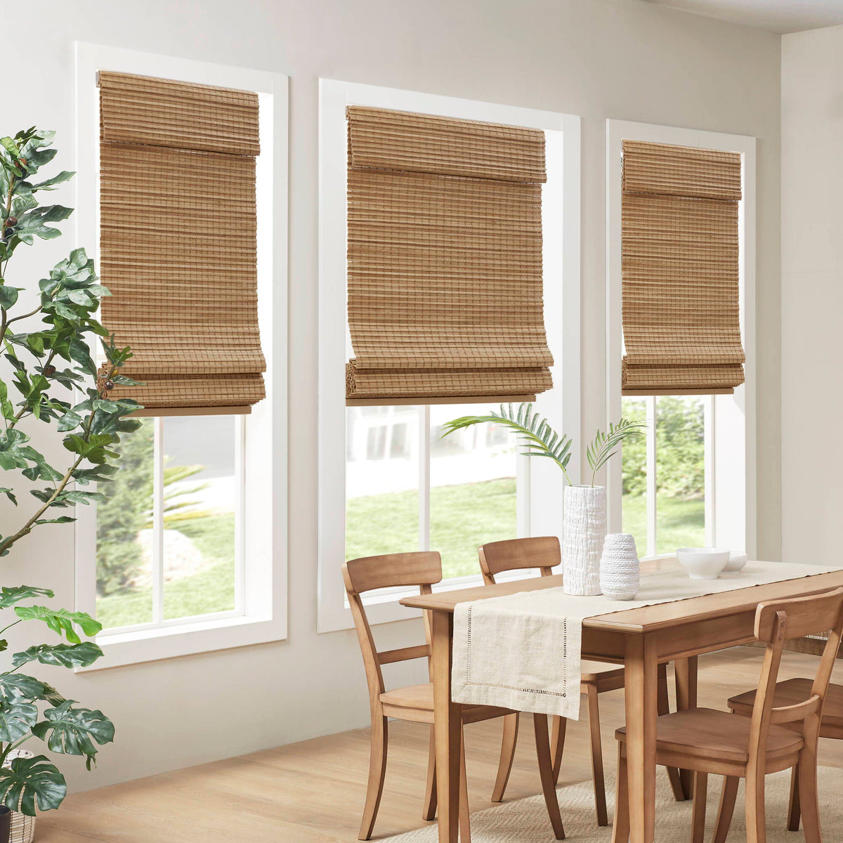 Eastfield - 35''x64" Bamboo Light Filtering Roman Shade 64"L - Neutral