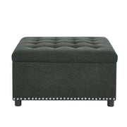 Square Tufted Storage Ottoman With Nailhead Trim