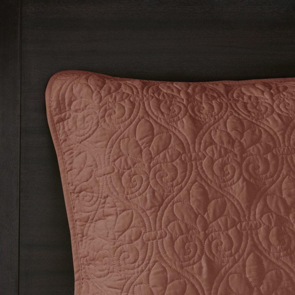 Quebec - 3 Piece Queen Reversible Bedspread Set - Clay Red