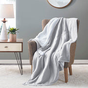 Fleece to Sherpa - Heated Throw Extra Comfort - Light Gray