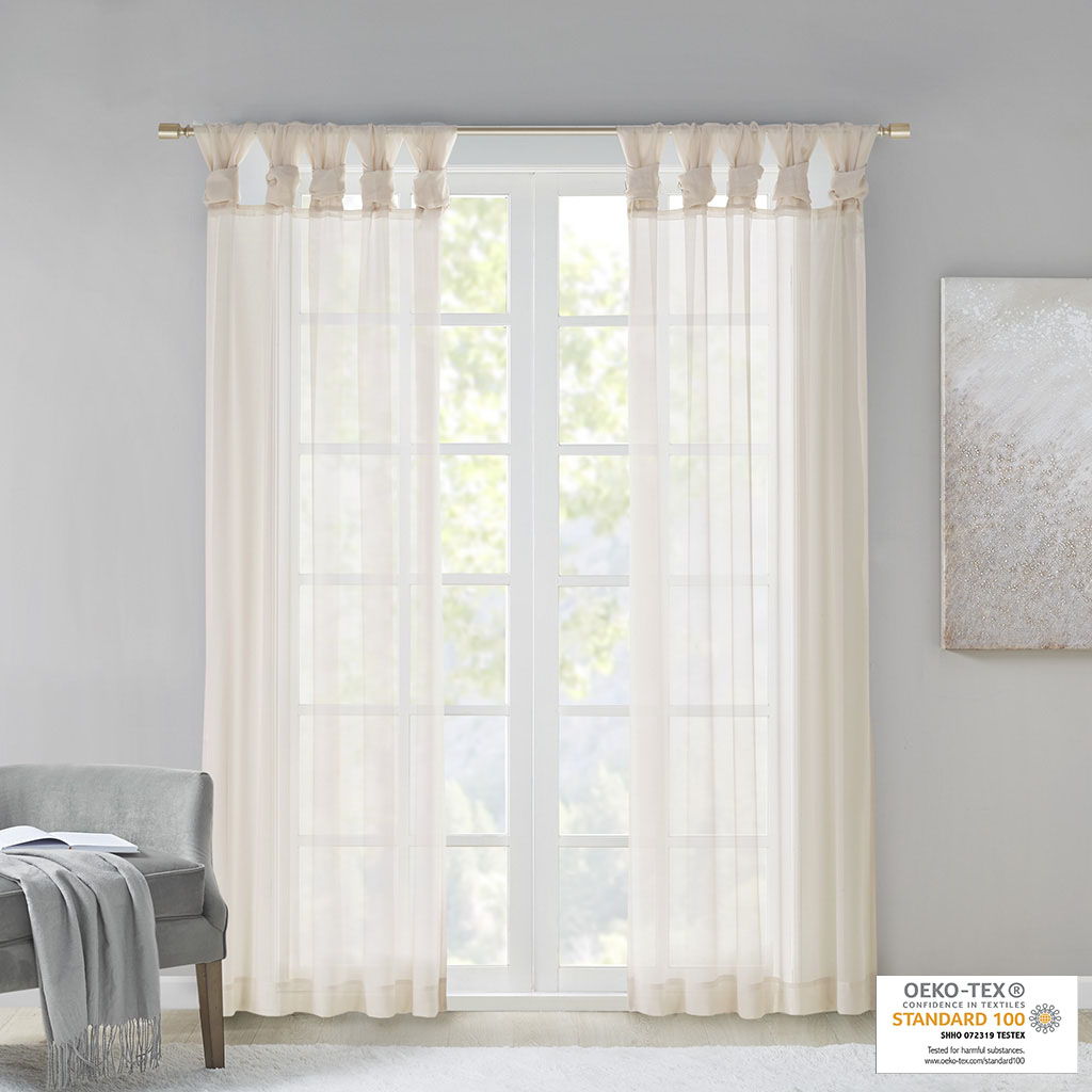 Ceres - 84" Twist Tab Voile Sheer Window Pair - Ivory
