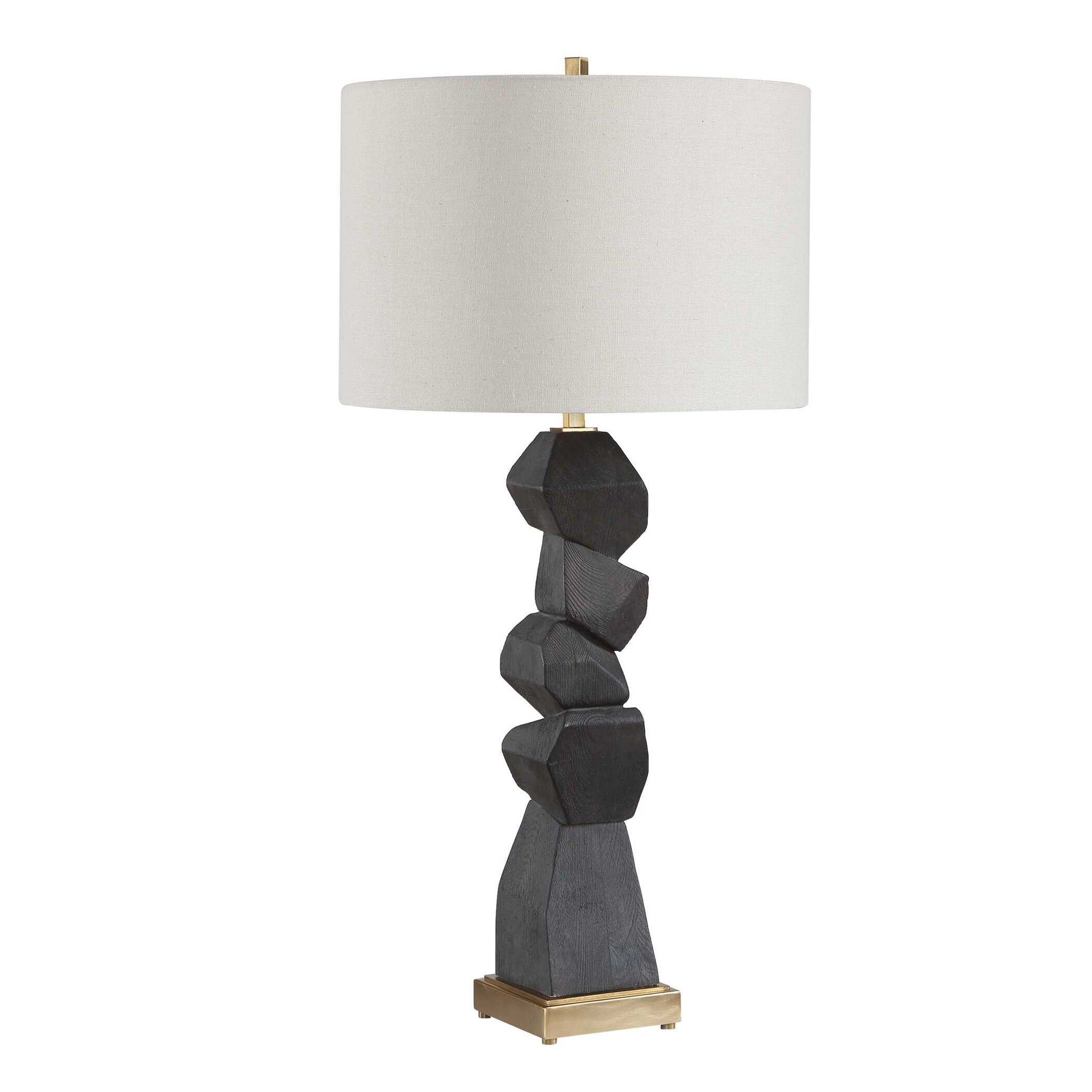 Demelo - Stacked Wood Table Lamp - Black