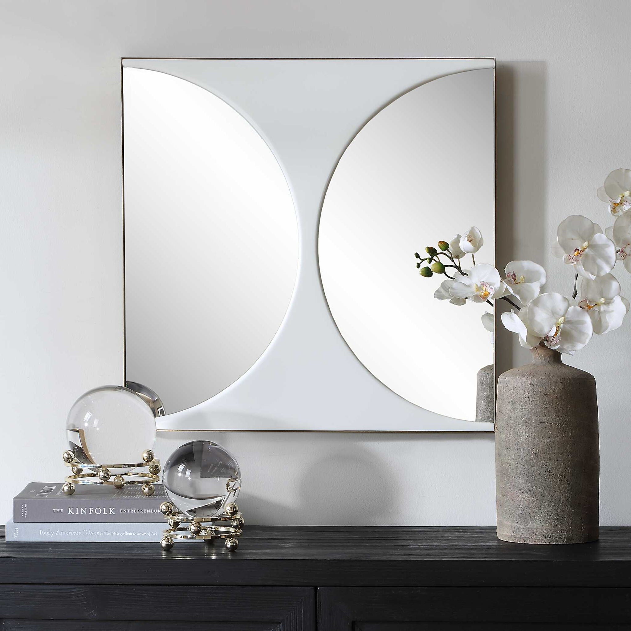 New Moon - Mirrored Wall Decor - White