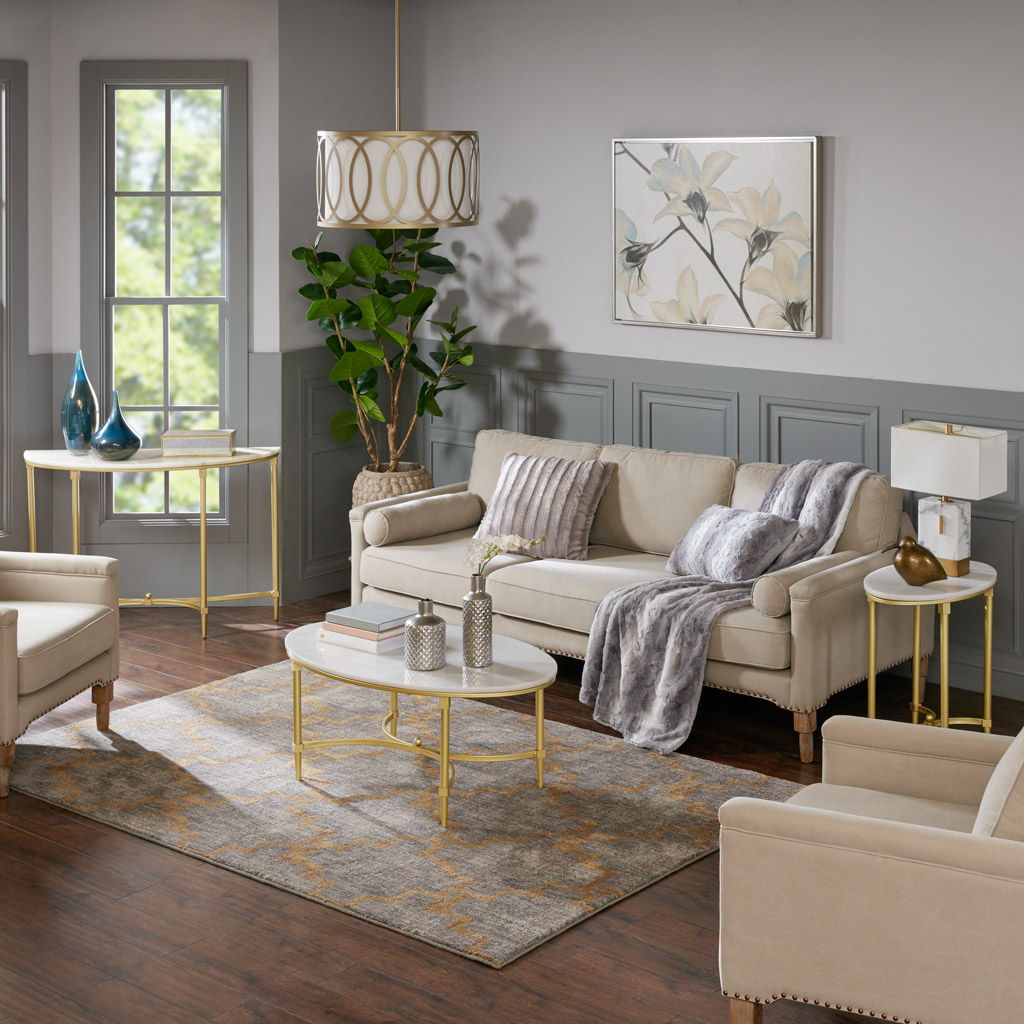 Bordeaux - End Table - White / Gold