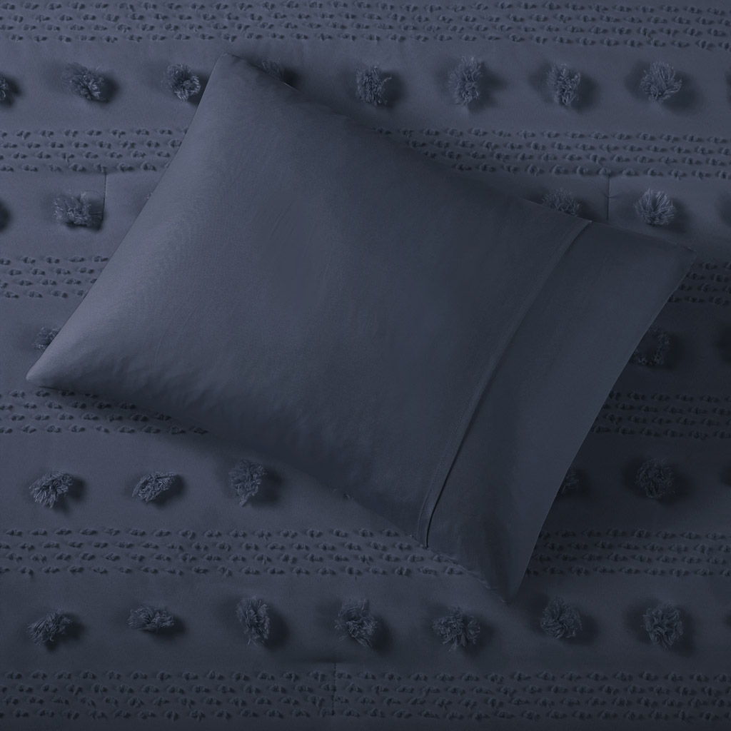 Lucy - Clip Jacquard Twin Comforter Set - Navy
