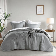 Camden - King/California King Chambray Print Solid Comforter Set - Gray