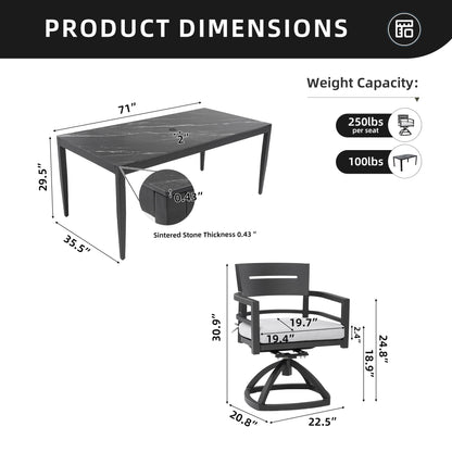 Modern Outdoor Patio Dining Set With Table And Chairs With Sunbrella Cushions