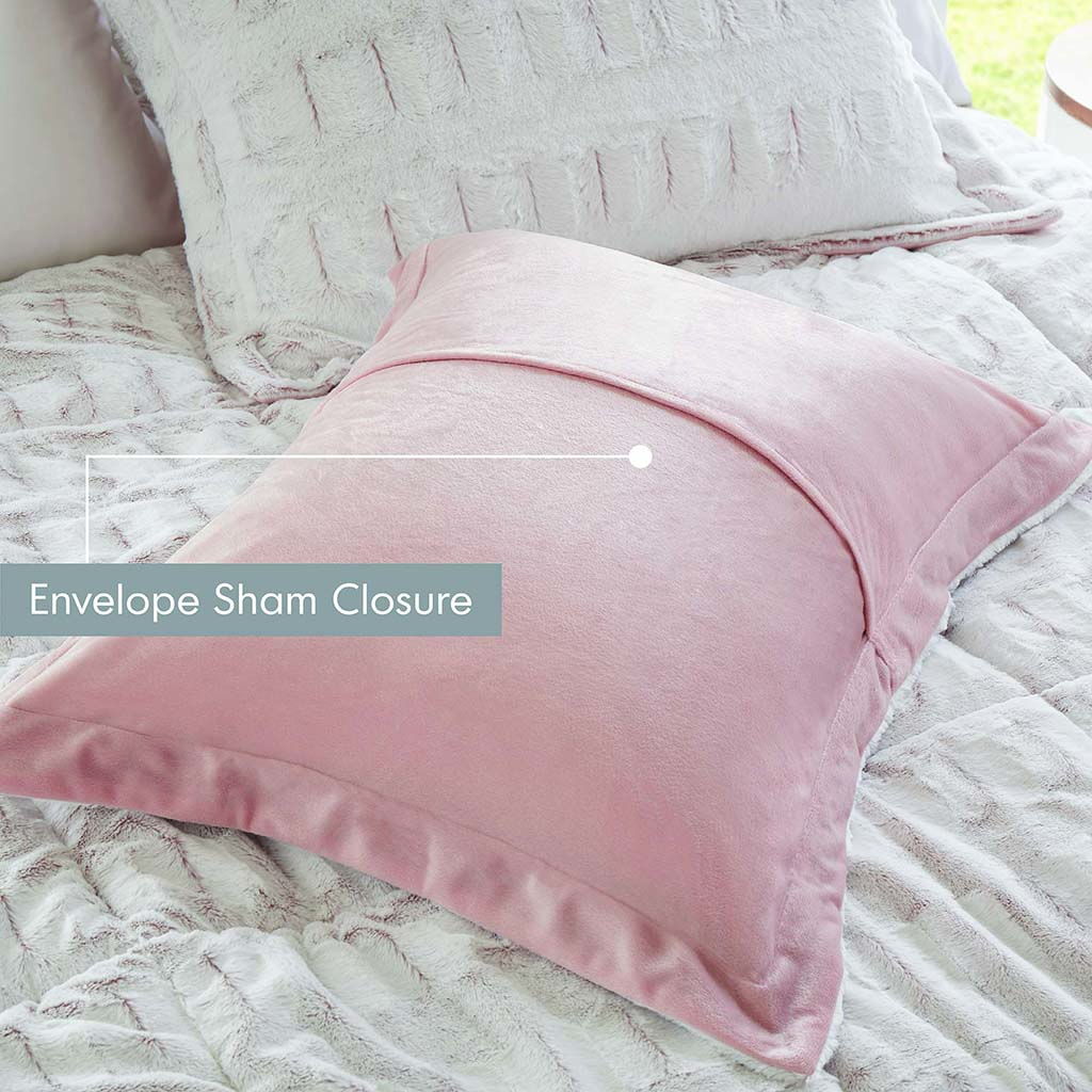 Gia - Twin Back Print Long Comforter Mini Set - Blush