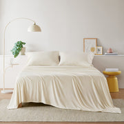 Blend Jersey Knit - 3 Piece Twin Long All Season Sheet Set - Cream