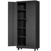 Heavy Duty Rolling Cabinet With Lock, Garage Storage Cabinet, 4 Adjustable Shelves For Tool Organization