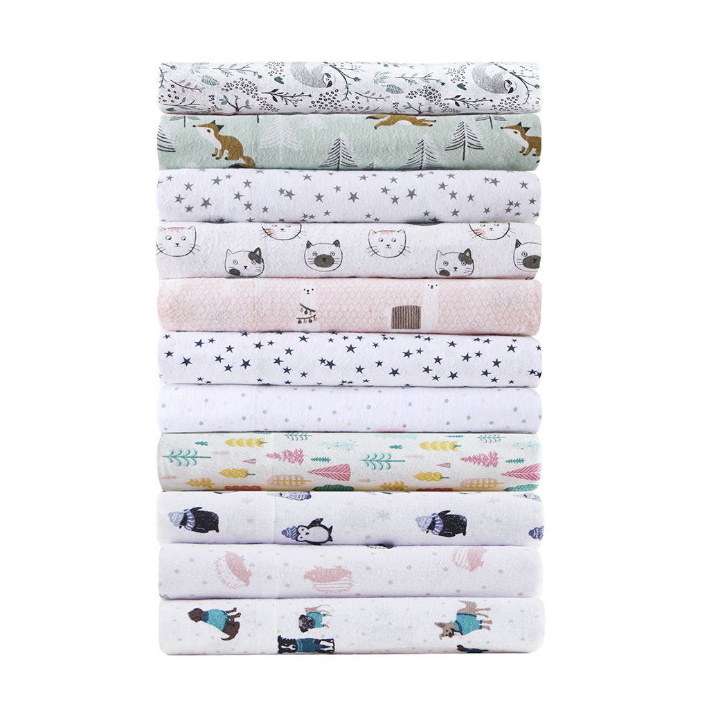 Twin Cozy Soft Novelty Print Sheet Set - Seafoam Foxes