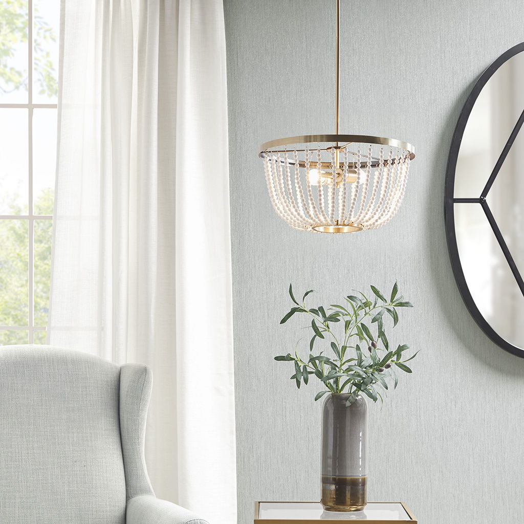 Melrose - 2-Light Beaded Chandelier - Antique Brass